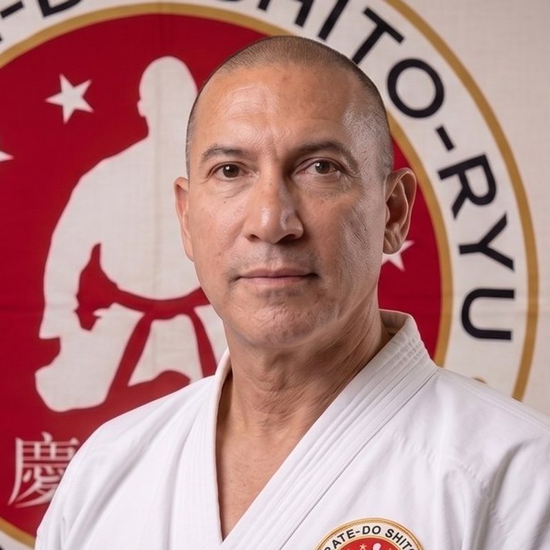 Kyoshi Carlos Quintero in karate gi with black belt
